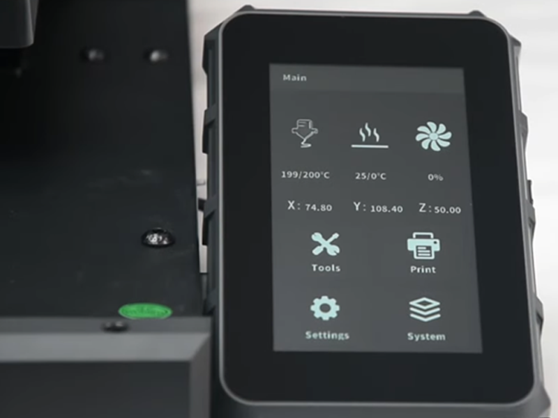 The UI of the X3 series printers is displayed on a 4.3-inch color touchscreen